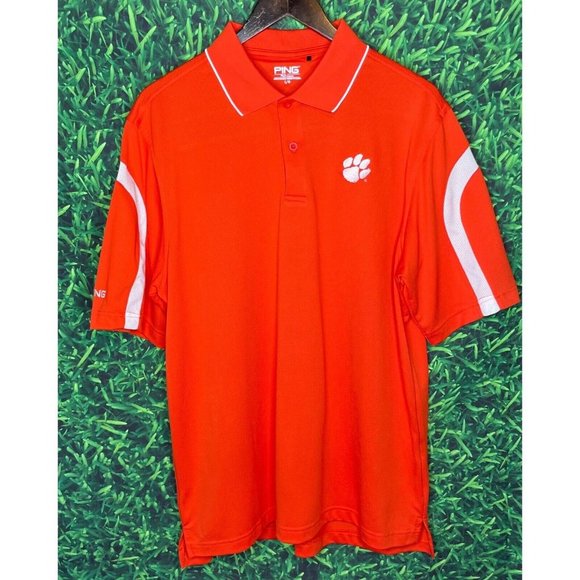 Clemson University Tigers Men’s PING Performance Short Sleeve Polo Large Shirt - Picture 2 of 5